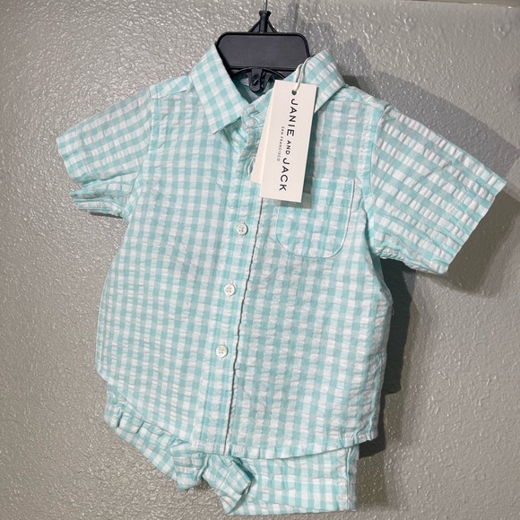 Jami & Jack Baby Gingham Cabana Matching Set - Size 3-6 Months - Picture 1 of 4